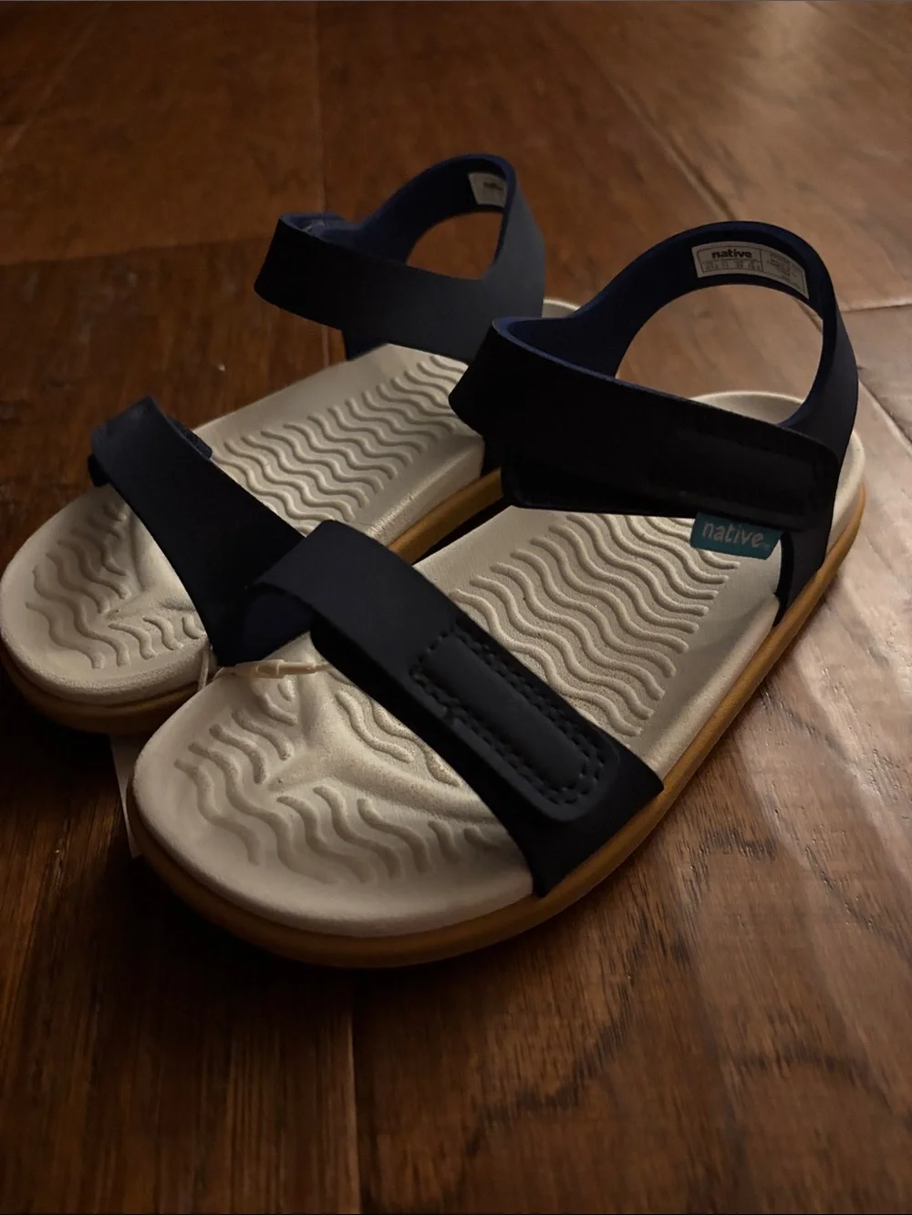 Native Kids c12 Navy and Cream Adjustable Strap Sandals